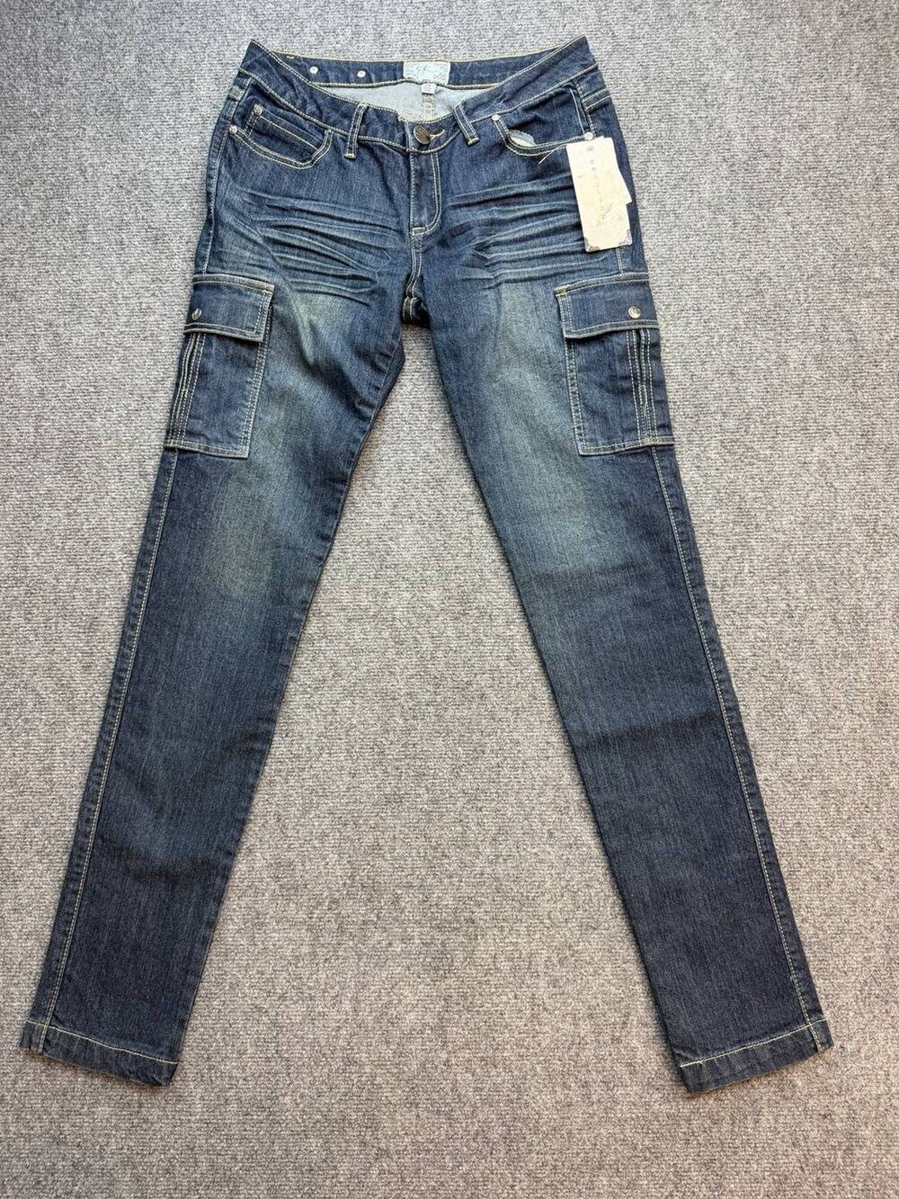 Y2K Sean John Women’s Size 28 Stretch Cargo Jeans Dark Wash Slim Straight NWT